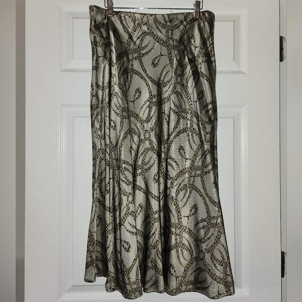 NWT Richard Allen x H&M midi skirt with mint green/black/golden abstract print.